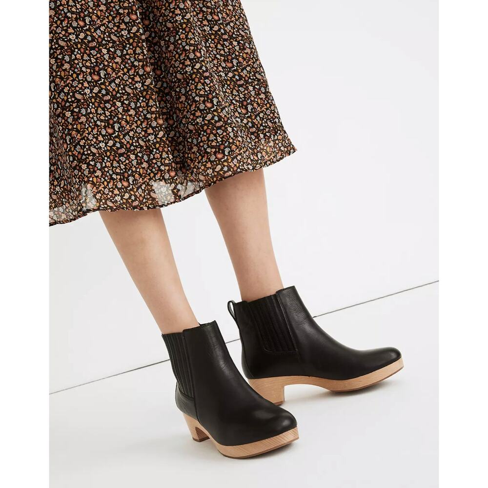 Madewell The Clog Boot in Black Leather Women's Size 8.5
